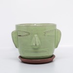 Handmade Pottery Glaze Face Planter Pot