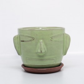 Handmade Pottery Glaze Face Planter Pot