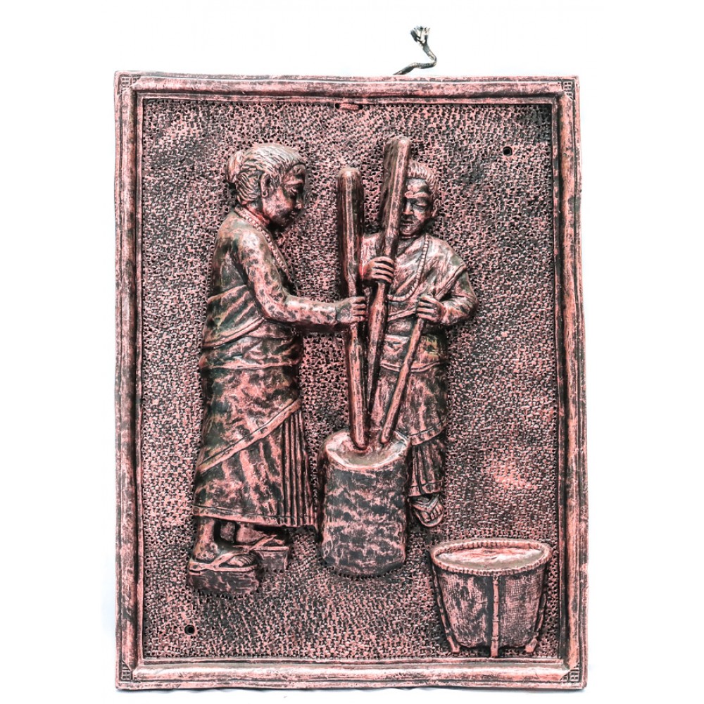 Handmade Traditional Frame (Making Beaten Rice) | Wall Hangings | Wall Decor Handmade Traditional Frame (Making Beaten Rice) | Wall Hangings | Wall Decor