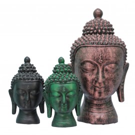 Traditional Handmade Lord Buddha Head Clay Statue 9" | Made in Nepal