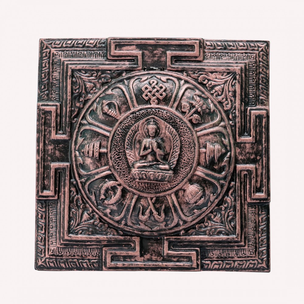 Handmade Budha Square Ashtamangala | Wall Hangings | Made from Clay Handmade Budha Square Ashtamangala | Wall Hangings | Made from Clay