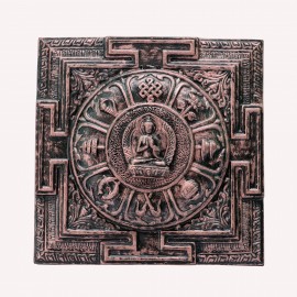 Handmade Budha Square Ashtamangala | Wall Hangings | Made from Clay