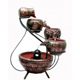 Antique Handmade Garden Clay Pot Fountain- Electric | Made in Nepal