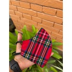Red Patterned Three Layered Washable Tartan Mask with Adjuster Red Patterned Three Layered Washable Tartan Mask with Adjuster