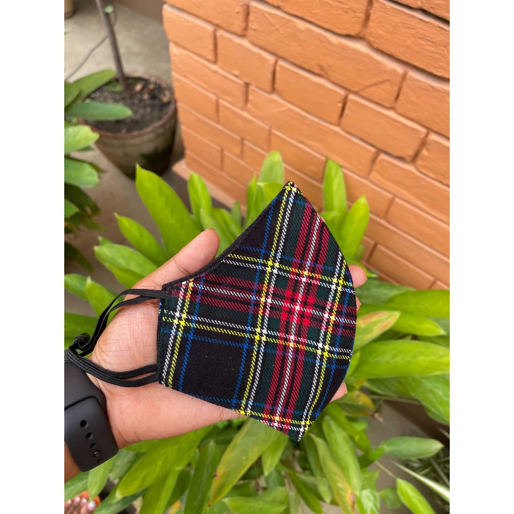Three Layered Tartan Mask with Adjuster  Three Layered Tartan Mask with Adjuster