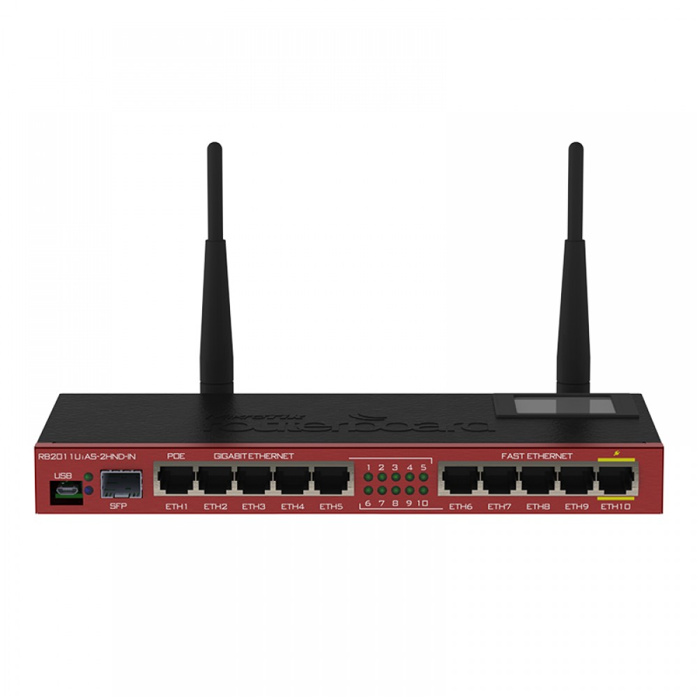 Mikrotik RB2011UiAS-2HnD-IN Wireless Router | 2.4GHz 10-Ports 802.11b/g/n Mikrotik RB2011UiAS-2HnD-IN Wireless Router | 2.4GHz 10-Ports 802.11b/g/n