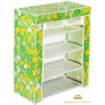 Portable Folding And Covering Metal Stand 4 Layer Shoe Rack