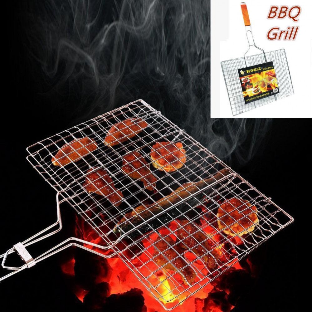 New Barbeque BBQ Grill Plate Mesh Net Mesh Wire Handle  New Barbeque BBQ Grill Plate Mesh Net Mesh Wire Handle
