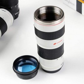 Camera Lens Coffee Mug with Transparent Lid - Photographer Camera Mug