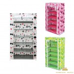 Portable Folding And Covering Metal Stand 6 Layer Shoe Rack