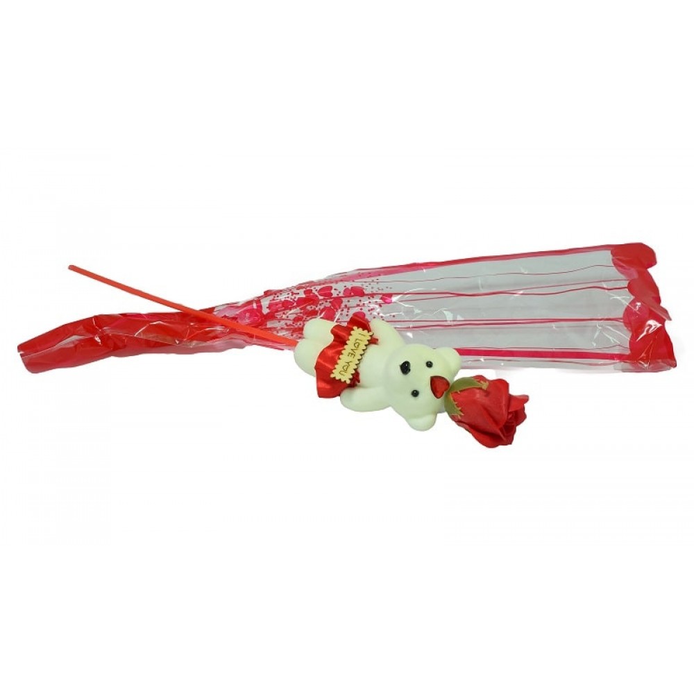 Handy Teddy Bear with Red Rose For This Valentine