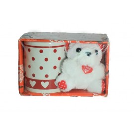 Single Red Cup with Small Teddy Doll 