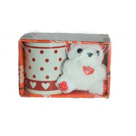 Single Red Cup with Small Teddy Doll