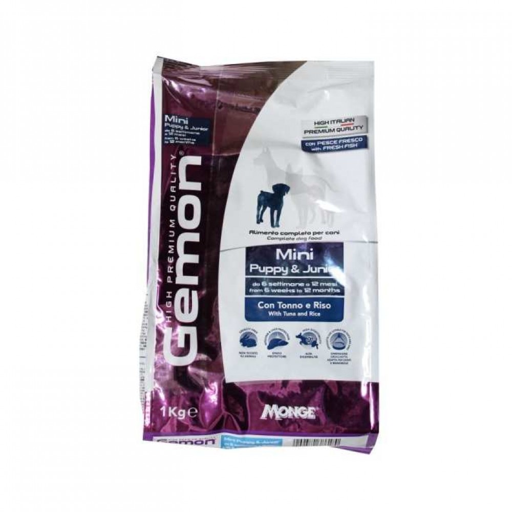 Gemon Mini Puppy And Junior Dog Food With Tuna And Rice - 3kg  Gemon Mini Puppy And Junior Dog Food With Tuna And Rice - 3kg