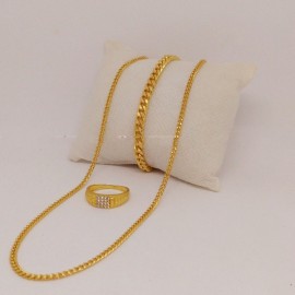 Gold Plated Chain With Bracelets And Ring For Men's Wear 
