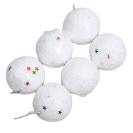 Christmas White Hanging Tree Ball Decoration | Christmas Snowball Decorations & Ornaments - 6 Pcs