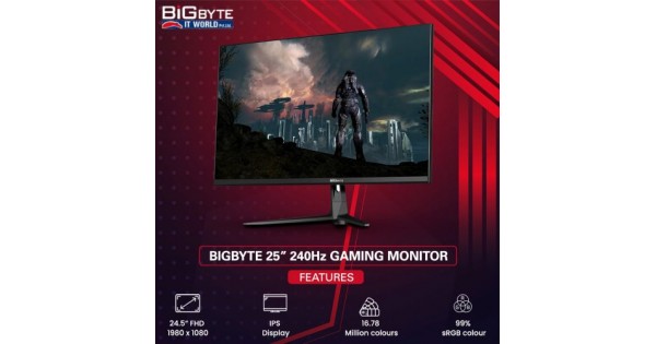 BIGBYTE 25″ 240Hz Refresh rate FHD 1980 x 1080 Gaming Monitor
