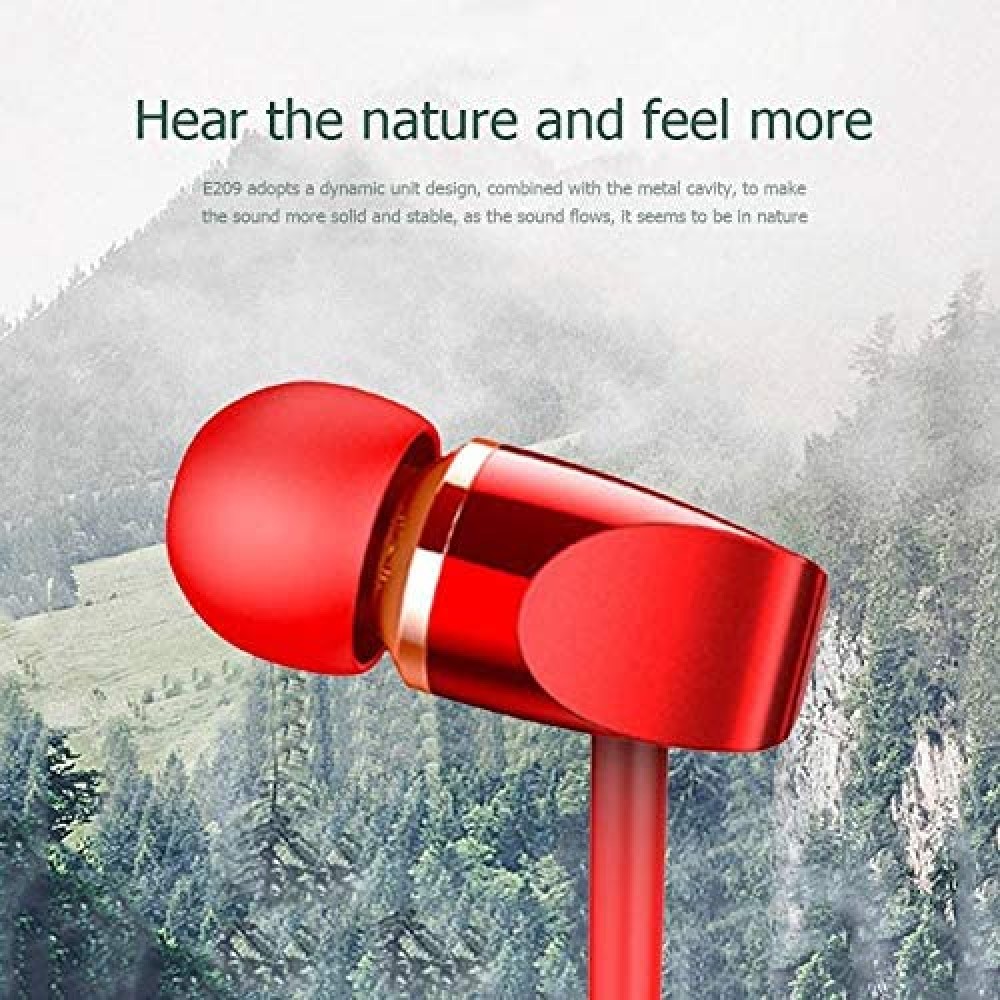 JR-E209 Metal Wired Earphone-Red-For-Android-Phones JR-E209 Metal Wired Earphone-Red-For-Android-Phones