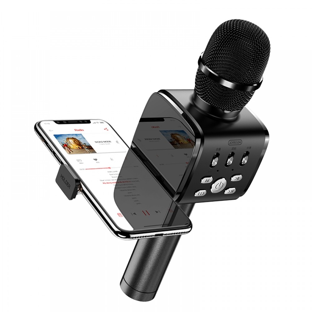 JOYROOM JR-MC3 Wireless Bluetooth External K Song Microphone with Holder-Black JOYROOM JR-MC3 Wireless Bluetooth External K Song Microphone with Holder-Black