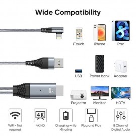 SY-35L1 Lightning to HDMI 4K mirroring cable 3m-gray SY-35L1 Lightning to HDMI 4K mirroring cable 3m-gray