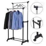 Stainless Steel Double-Pole Clothes Hanger/Rack Clothes Hanging Garment Rack