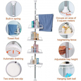 Multi Corner Shelf 4 Tier Adjustable Bathroom Organizer