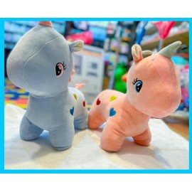 Round Face Unicorn Soft Toy - Grey/Pink