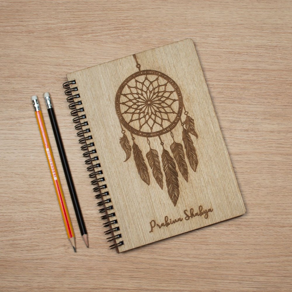 Customized A5 Dream-Catcher Notebook | wooden cover Customized A5 Dream-Catcher Notebook | wooden cover