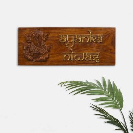 Lord Ganesh Statue Wooden Home Signs - Nameplates |16*6inch