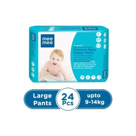 Mee Mee Breathable Premium Baby Diapers Pants with Wetness Indicator and Leak-Proof Edges (Large- 24 Pcs)