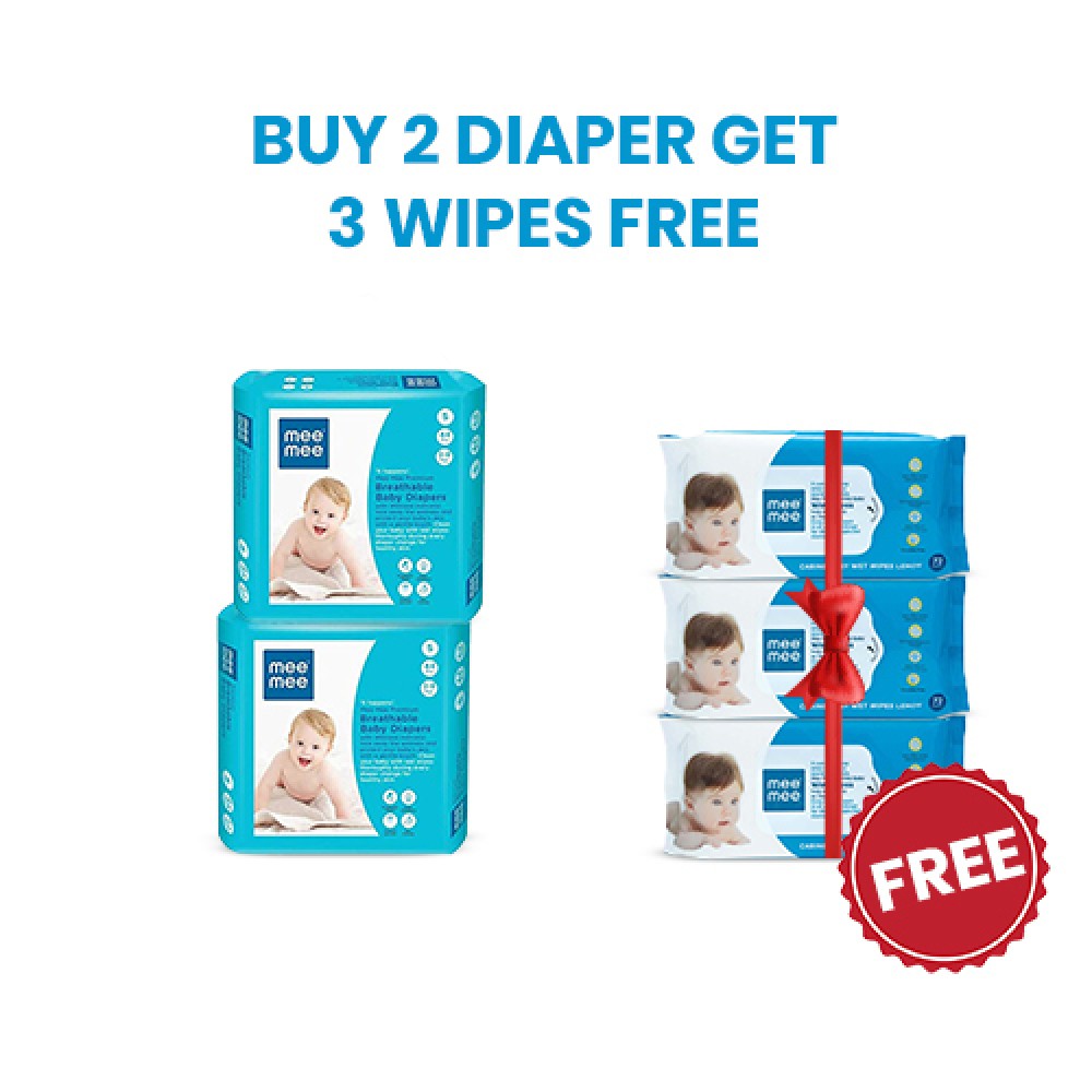 Mee Mee Premium Breathable Baby pants and Wipes combo (MM-3050 S {PK-44} ) (Buy 2 Diapers get 3 Wipes free) Mee Mee Premium Breathable Baby pants and Wipes combo (MM-3050 S {PK-44} ) (Buy 2 Diapers get 3 Wipes free)