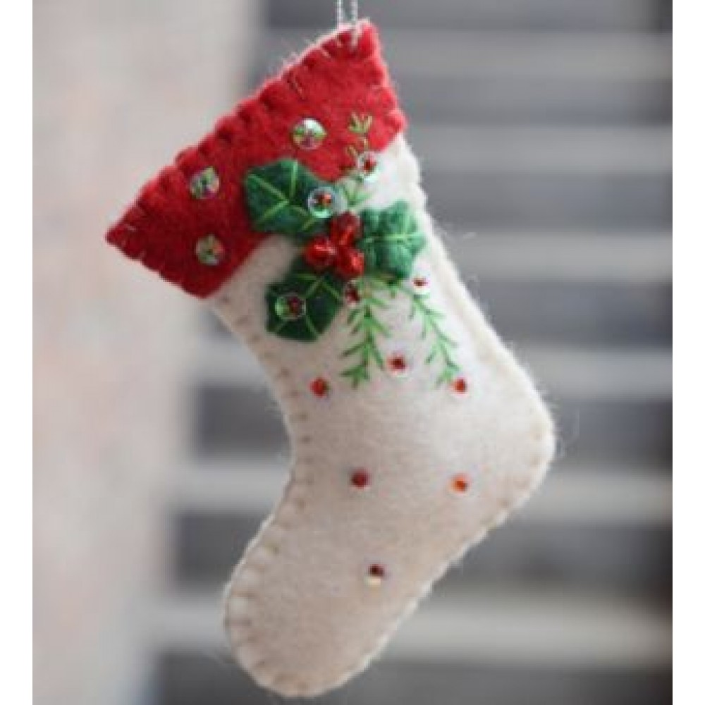 Christmas Stocking Hanging Decoration With Leaves Christmas Stocking Hanging Decoration With Leaves