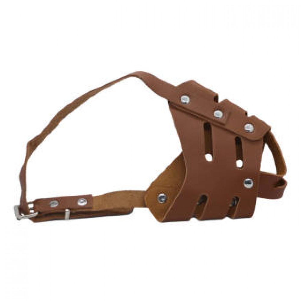 Leather Dog Muzzle Mask - Brown Leather Dog Muzzle Mask - Brown