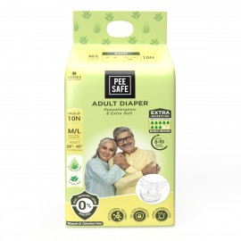 Pee Safe Adult Diaper | Medium - Large | Waist Size 71-114 cm (28"-45") | High Absorbency 10 Pcs Pee Safe Adult Diaper | Medium - Large | Waist Size 71-114 cm (28"-45") | High Absorbency 10 Pcs