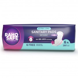 Raho Safe Sanitary Pad Extra Long with Biodegradable Disposable Bags - Pack of 6