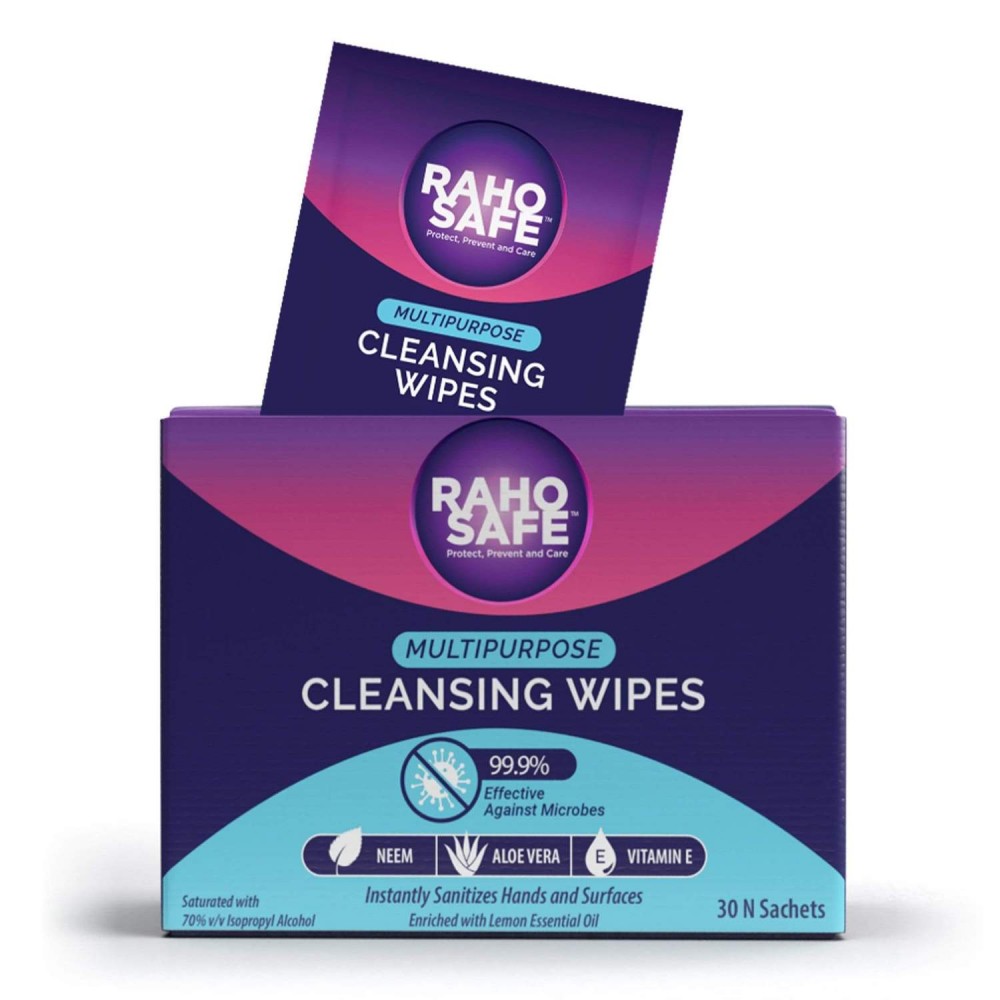 Raho Safe Multi Purpose Cleansing Wipes - Pack of 30 Sachets Raho Safe Multi Purpose Cleansing Wipes - Pack of 30 Sachets