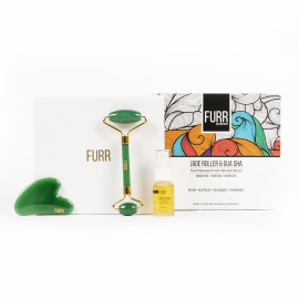 Furr by Pee Safe Jade Roller and Gua Sha Facial Massage Kit with 24K Gold Serum 