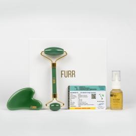 Furr by Pee Safe Jade Roller and Gua Sha Facial Massage Kit with 24K Gold Serum 