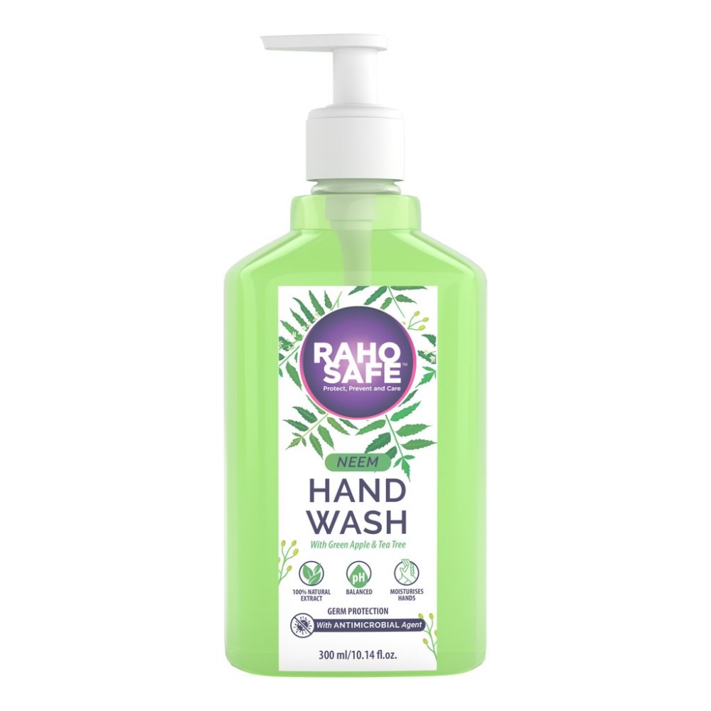 Raho Safe Hand Wash With Neem Essence and Goodness of Green Apple & Tea Tree - 300 ML Raho Safe Hand Wash With Neem Essence and Goodness of Green Apple & Tea Tree - 300 ML