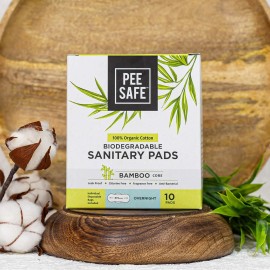 Pee Safe 100% Organic Cotton, Biodegradable Sanitary Pads - Overnight - Pack of 10 Pee Safe 100% Organic Cotton, Biodegradable Sanitary Pads - Overnight - Pack of 10