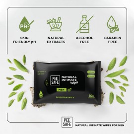 Pee Safe Biodegradable Intimate Wipes for Men - Pack of 10 Pee Safe Biodegradable Intimate Wipes for Men - Pack of 10