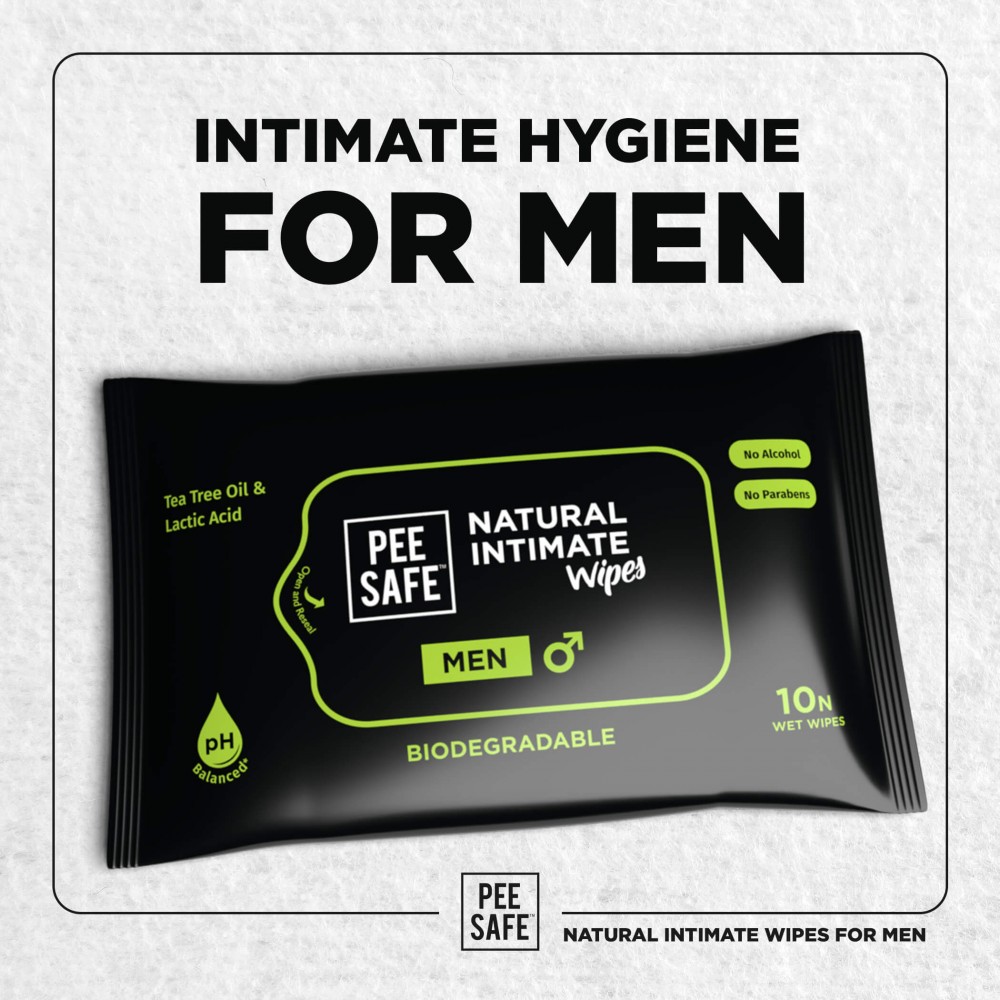 Pee Safe Biodegradable Intimate Wipes for Men - Pack of 10 Pee Safe Biodegradable Intimate Wipes for Men - Pack of 10