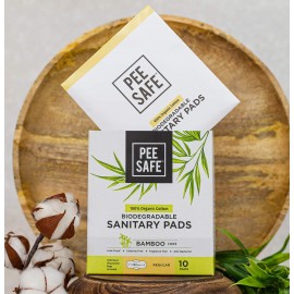 Pee Safe 100% Organic Cotton, Biodegradable Sanitary Pads - Regular - Pack of 10 Pee Safe 100% Organic Cotton, Biodegradable Sanitary Pads - Regular - Pack of 10