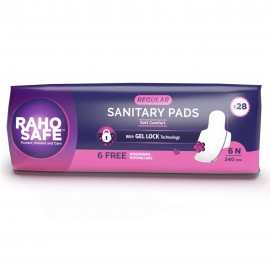 Raho Safe Sanitary Pad Regular with Biodegradable Disposable Bags - Pack of 6