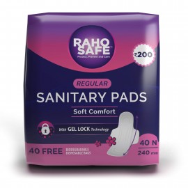 Raho Safe Sanitary Pad Regular with Biodegradable Disposable Bags - 40 Pads Count