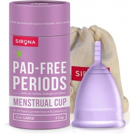 Sirona Reusable Menstrual Cup with FDA Compliant Medical Grade Silicone - Large