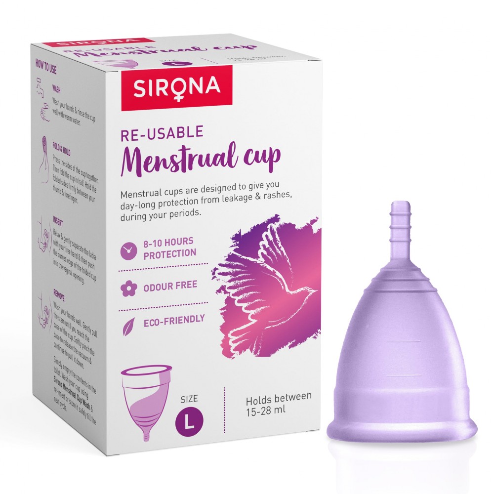 Sirona Pro Super Soft Reusable FDA Approved Menstrual Cup with Medical Grade Silicon - Large (1 Unit) Sirona Pro Super Soft Reusable FDA Approved Menstrual Cup with Medical Grade Silicon - Large (1 Unit)