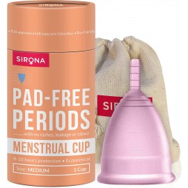 Sirona Reusable Menstrual Cup with FDA Compliant Medical Grade Silicone - Medium