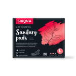 Sirona Biodegradable Super Soft Black Sanitary Pads/Napkins - Large (L) Night Pads (Pack of 10)