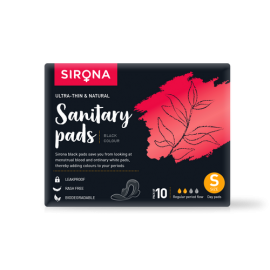 Sirona Biodegradable Super Soft Black Sanitary Pads/Napkins - Small (S) Day Pads (Pack of 10)
